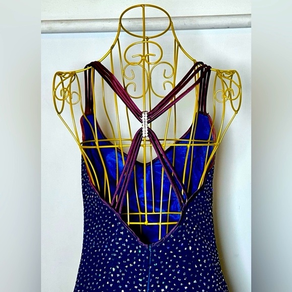 L.A. Glo Vintage Y2K Navy Long Gown, Colorful Sequins, 9/10 Juniors or S Women’s - Picture 13 of 16
